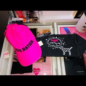 PINK cap and PINK Cosmetic bag